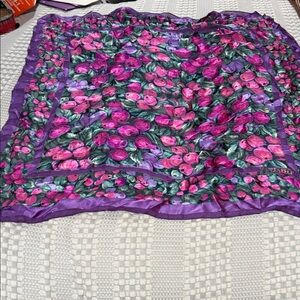 Vibrant Purple and Pink Floral Scarf